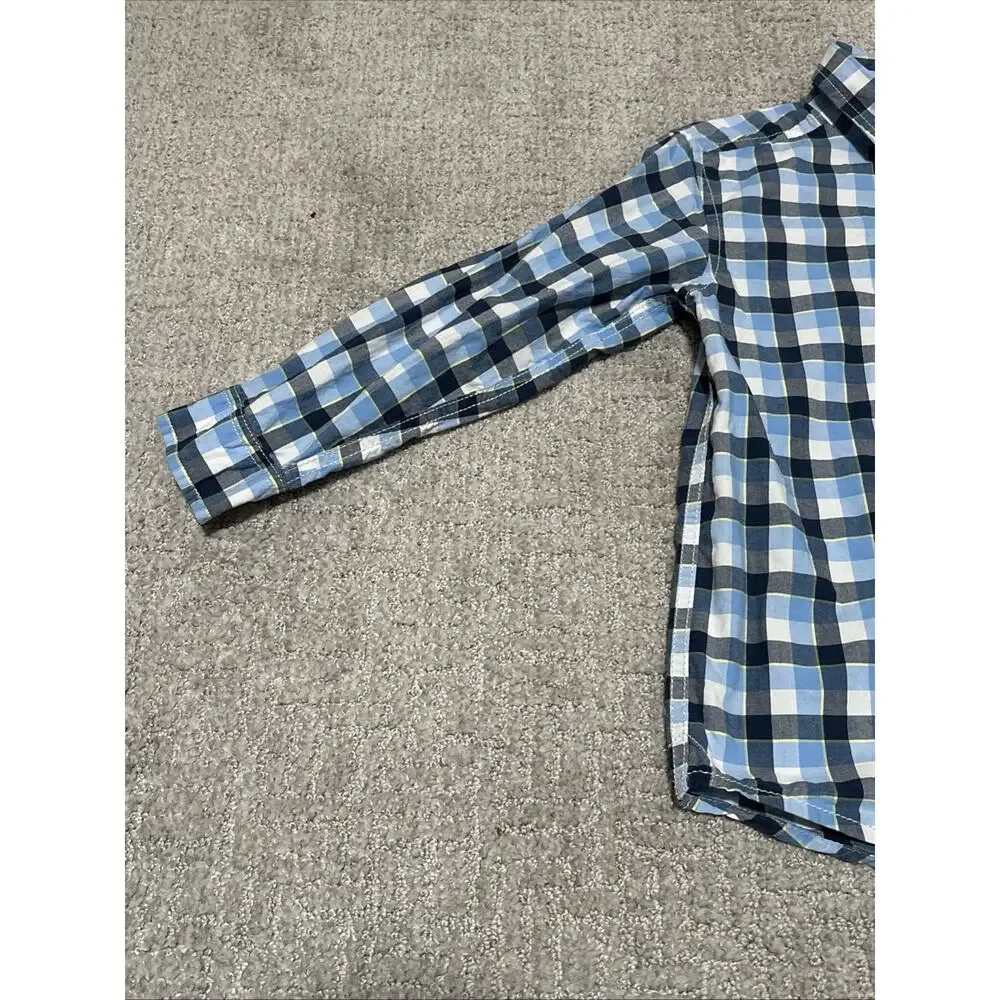 Osh Kosh Blue Plaid Button-down Shirt Size 6. Boys Long Sleeve Cotton Collared